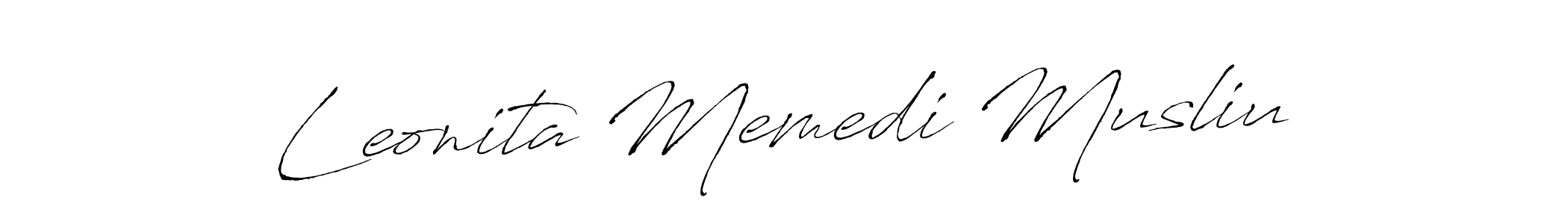 Antro_Vectra is a professional signature style that is perfect for those who want to add a touch of class to their signature. It is also a great choice for those who want to make their signature more unique. Get Leonita Memedi Musliu name to fancy signature for free. Leonita Memedi Musliu signature style 6 images and pictures png